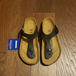 Birkenstock 36 5 6 black gizeh leather sandals new